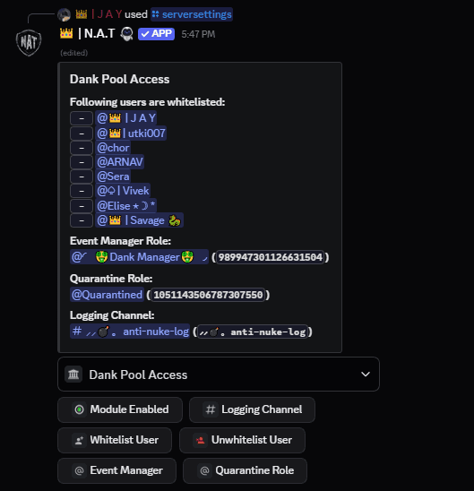 Server Pool Whitelisting